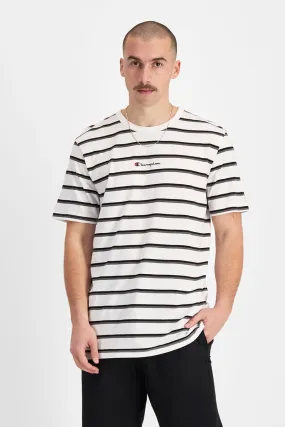 CHAMPION MEN'S STRIPE WHITE TEE