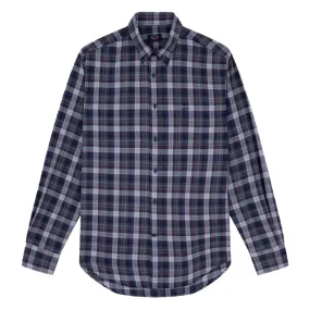 Charcoal & Red Check Cotton Flannel Shirt