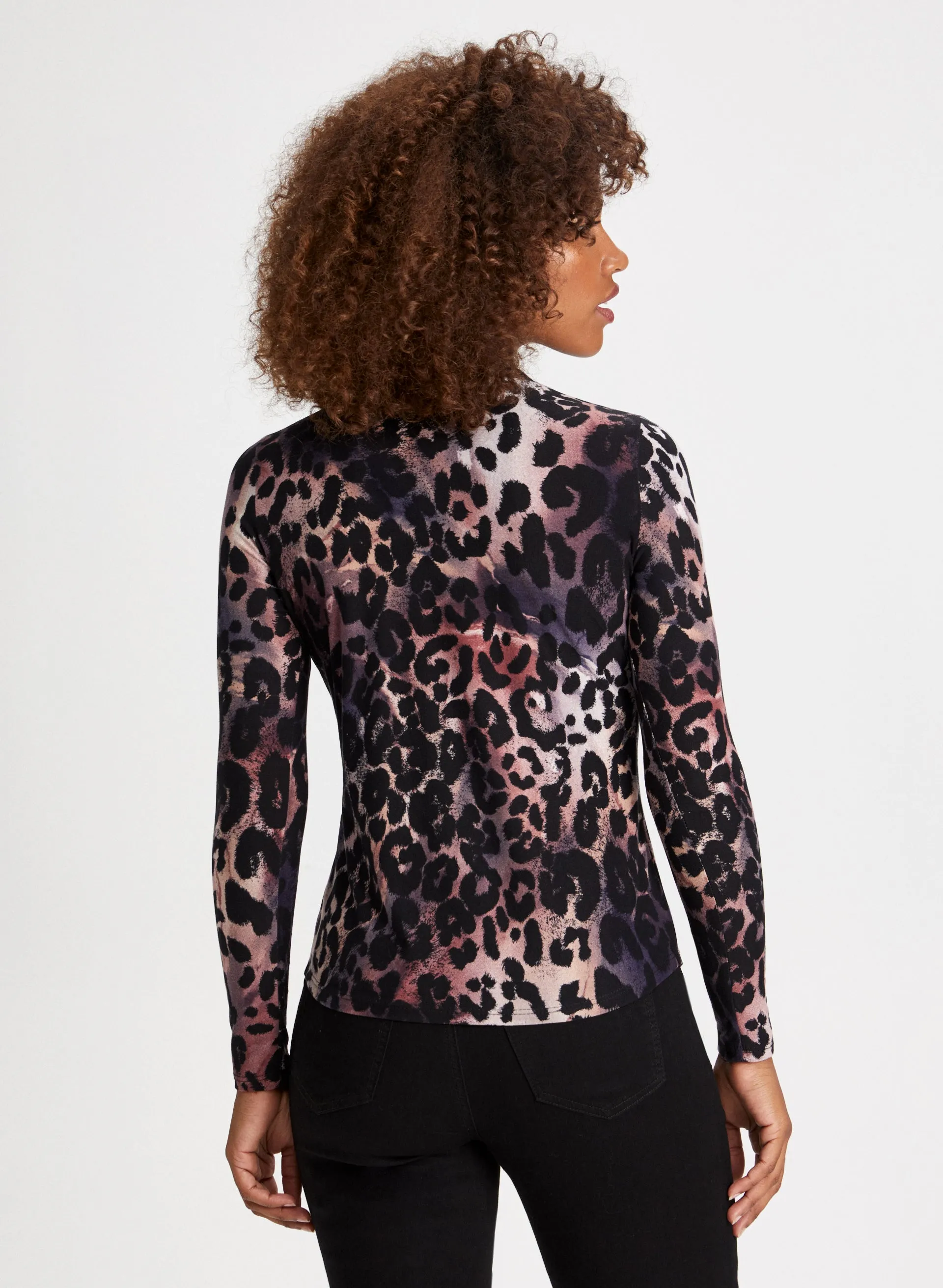 Cheetah Print Turtleneck Top