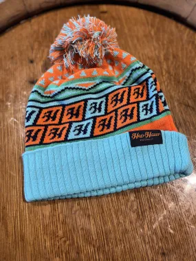 Colorful blue & orange winter hat