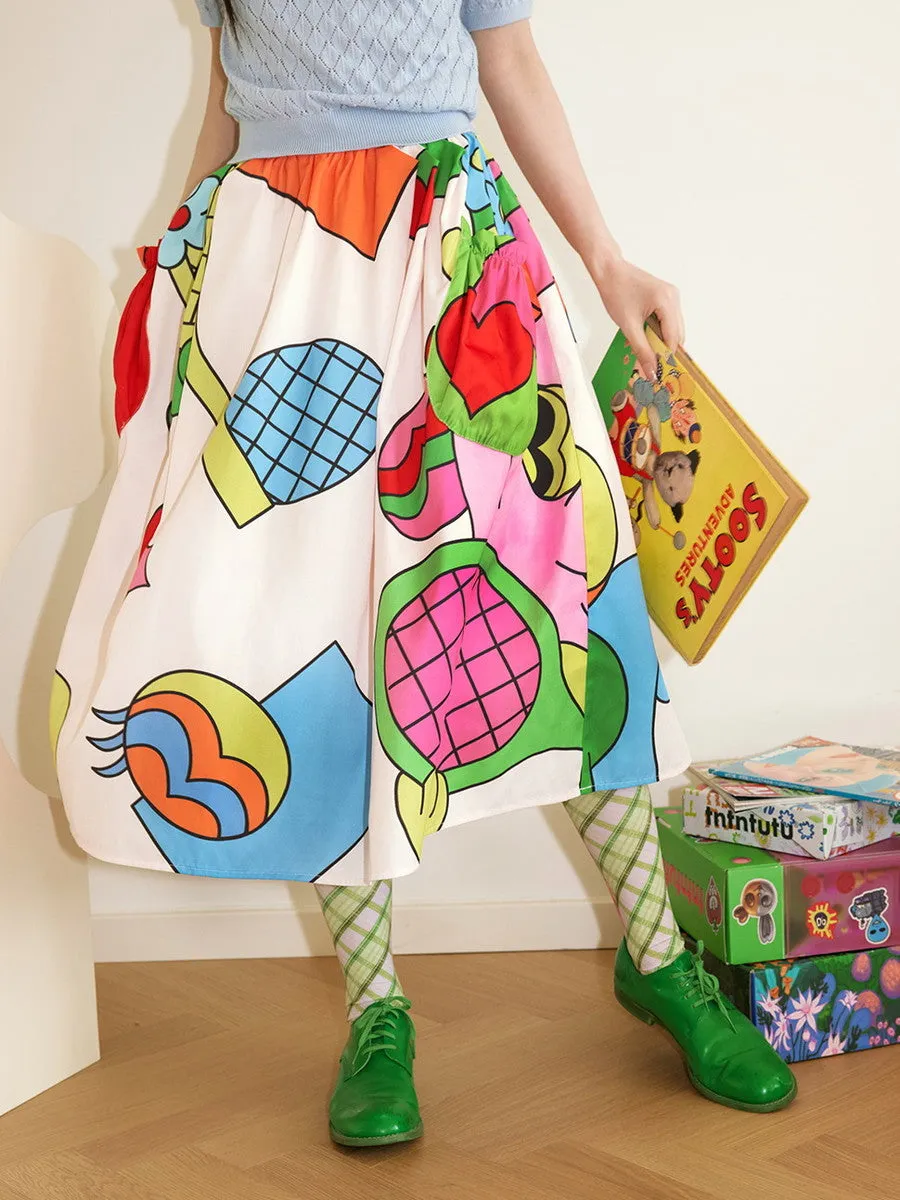 Colorful Nichi Animal Big-Pocket Fancy Flare-Skirt