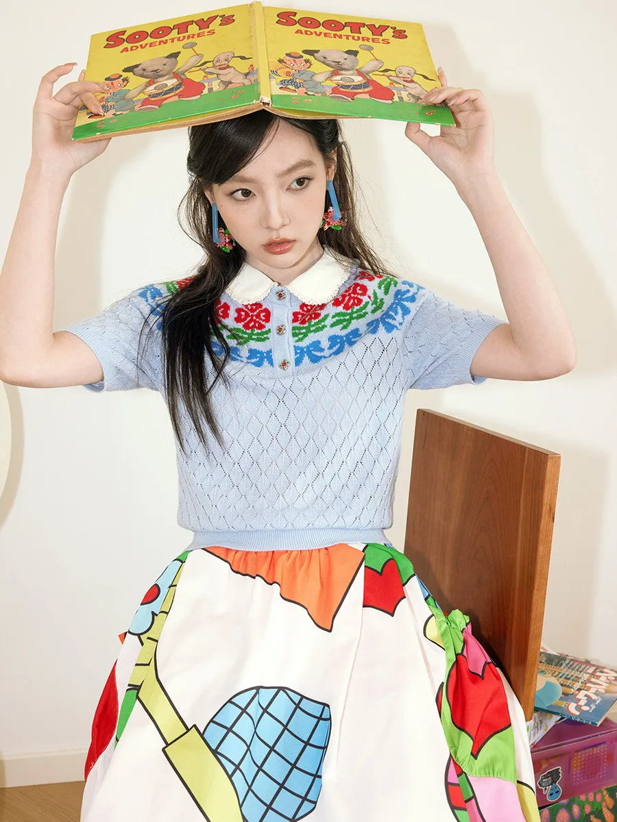 Colorful Nichi Animal Big-Pocket Fancy Flare-Skirt