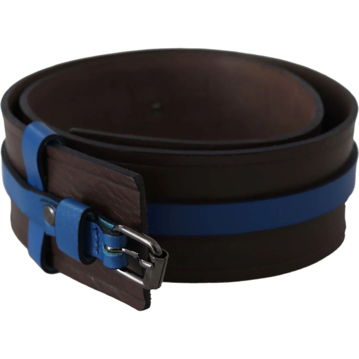 Costume National Elegant Brown Leather Belt with Blue Lining