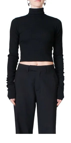 Cropped Fitted Turtleneck Black