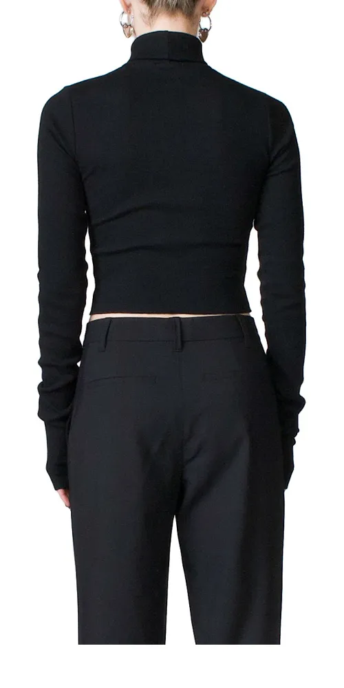 Cropped Fitted Turtleneck Black