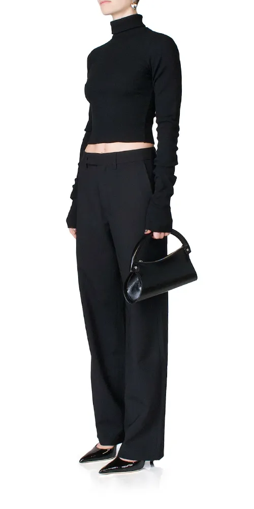 Cropped Fitted Turtleneck Black