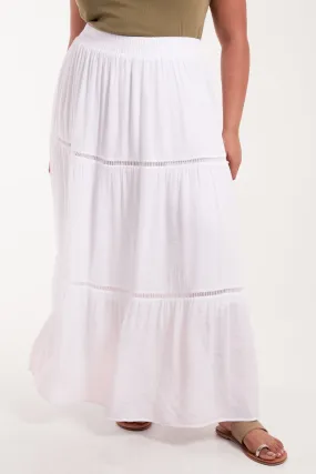 Curve Ladder Trim Maxi Skirt