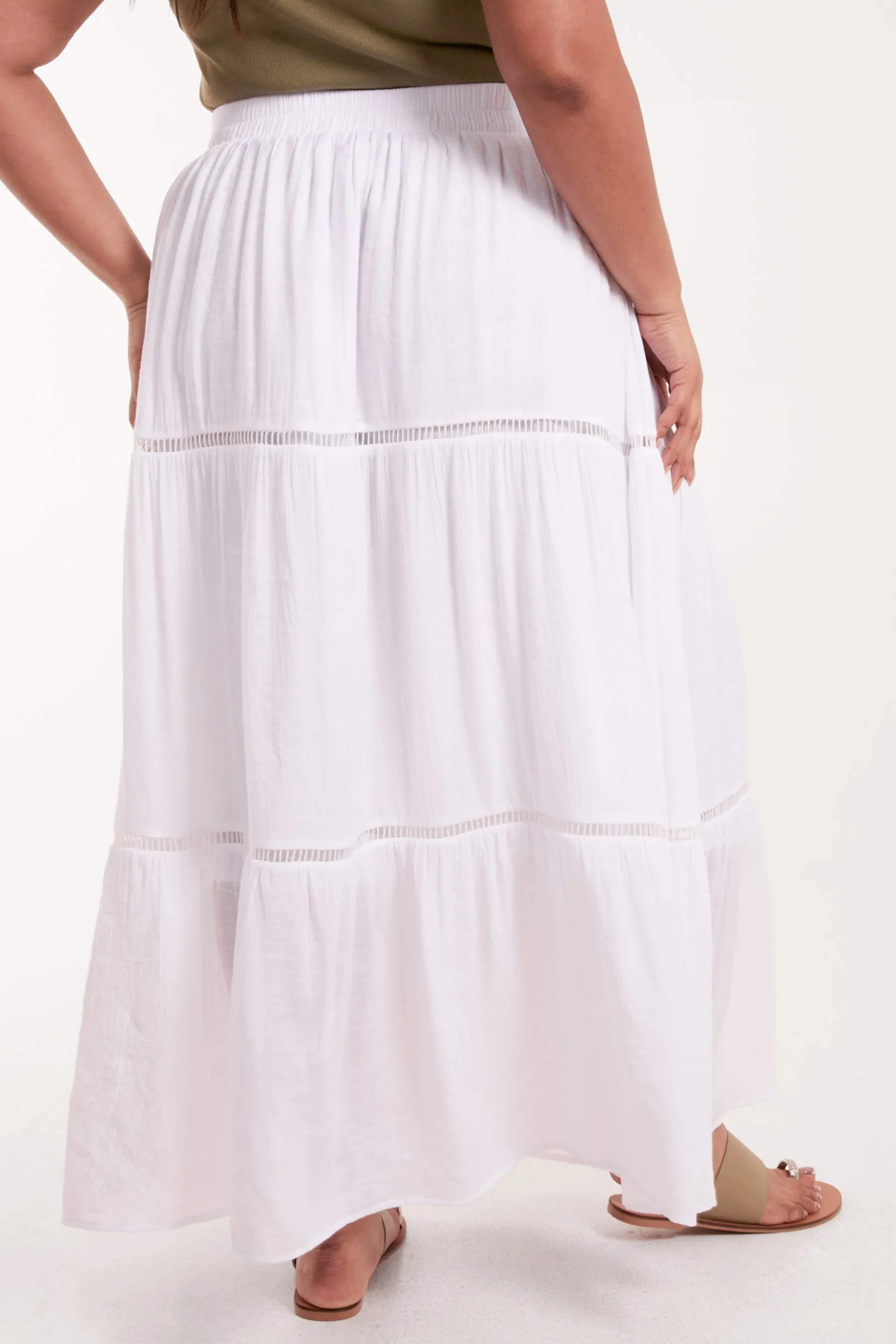 Curve Ladder Trim Maxi Skirt