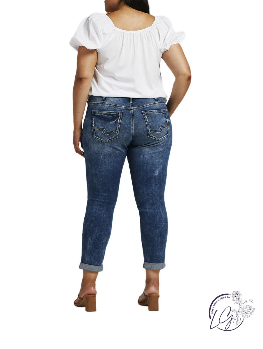 Curvy Girlfriend Mid Rise Slim Leg Jeans