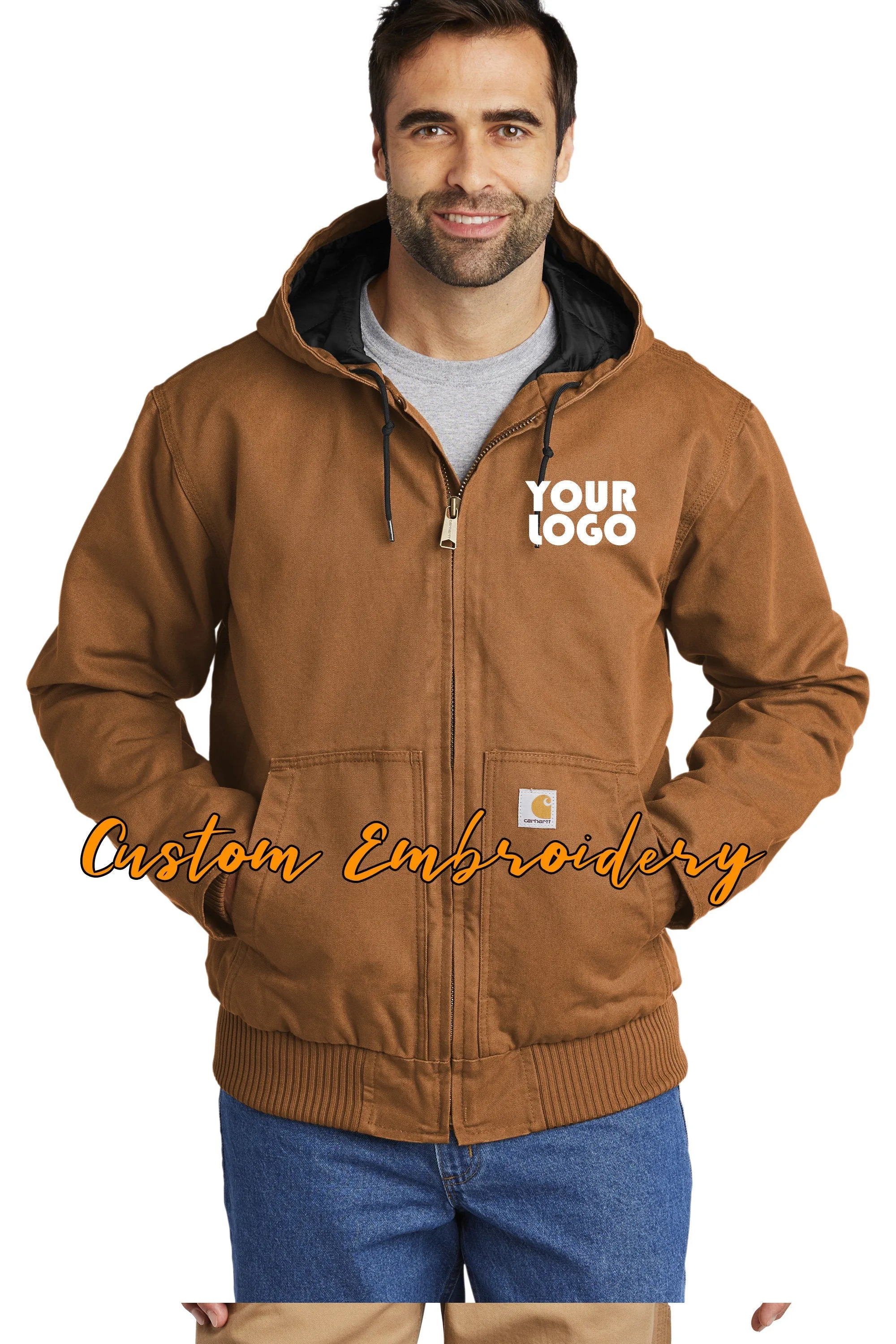 Custom Embroidered Carhartt Washed Duck Active Jacket - Includes 4in x 4in Embroidery - No Setup - Personalize your Carhartt Jacket Today