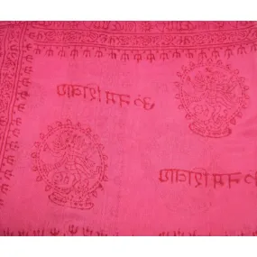 Dancing Shiva Printed Cotton Scarf, Dark Pink