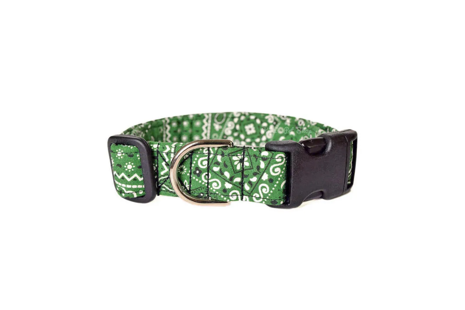 Dark Green Paisley Bandana Print Dog Collar