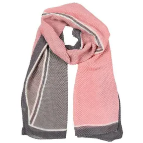 Dents Diagonal Cross Print and Border Pleated Lightweight Scarf - Pink