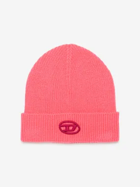 Diesel Girls Logo Beanie Hat in Pink