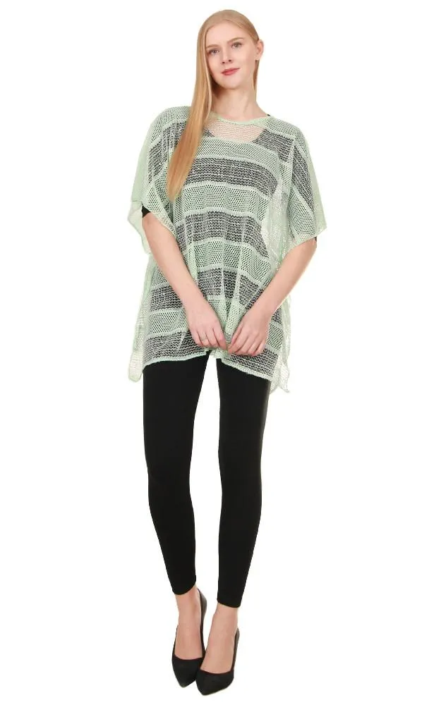 EA8767 Metallic Stripe Net Poncho