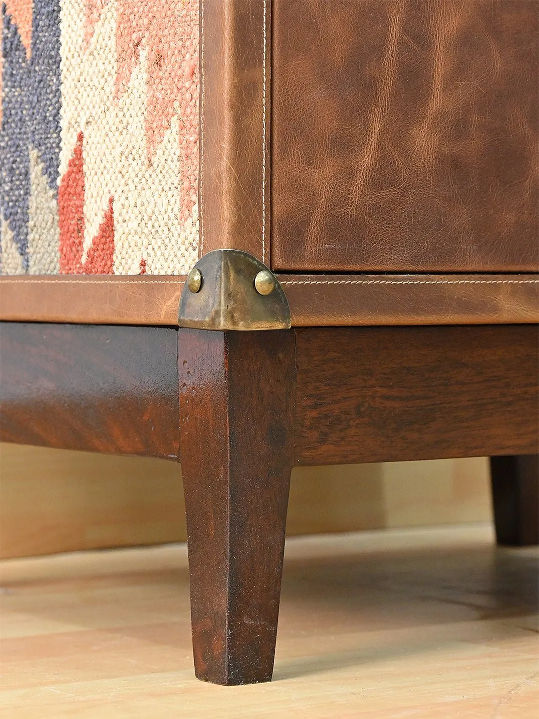 ELEGANCE CABINET WITH DRAWER - KILIM AND LEATHER