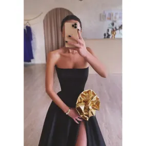 Elegant & Luxurious A-Line Off-Shoulder Sleeveless Side Slit Party Prom Dress