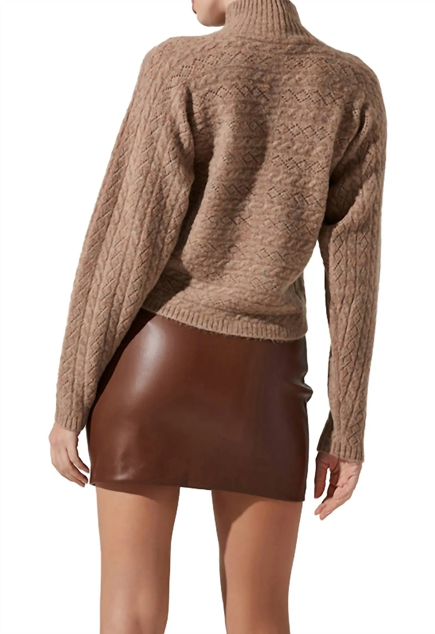 Ember Wrap Front Turtleneck Sweater in Mocha