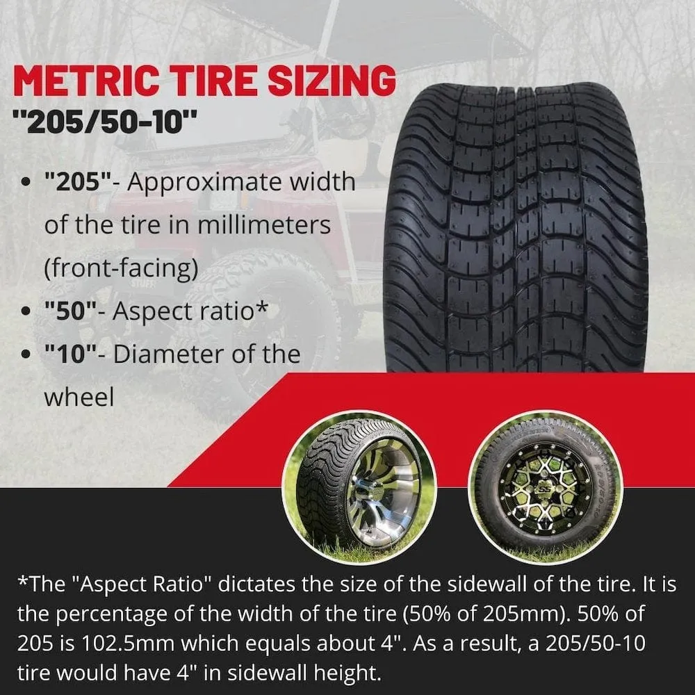 Excel Endura 205/50-10 DOT Approved Street & Turf Golf Cart Tires