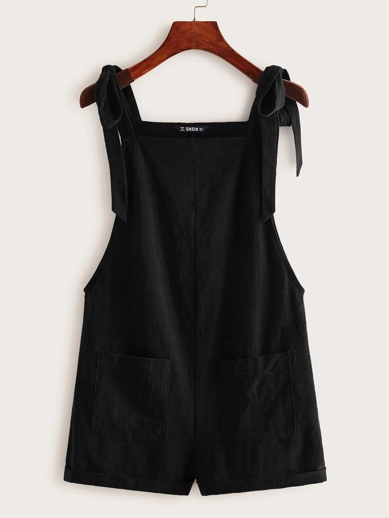 EZwear Knot Strap Pocket Front Overall Shorts