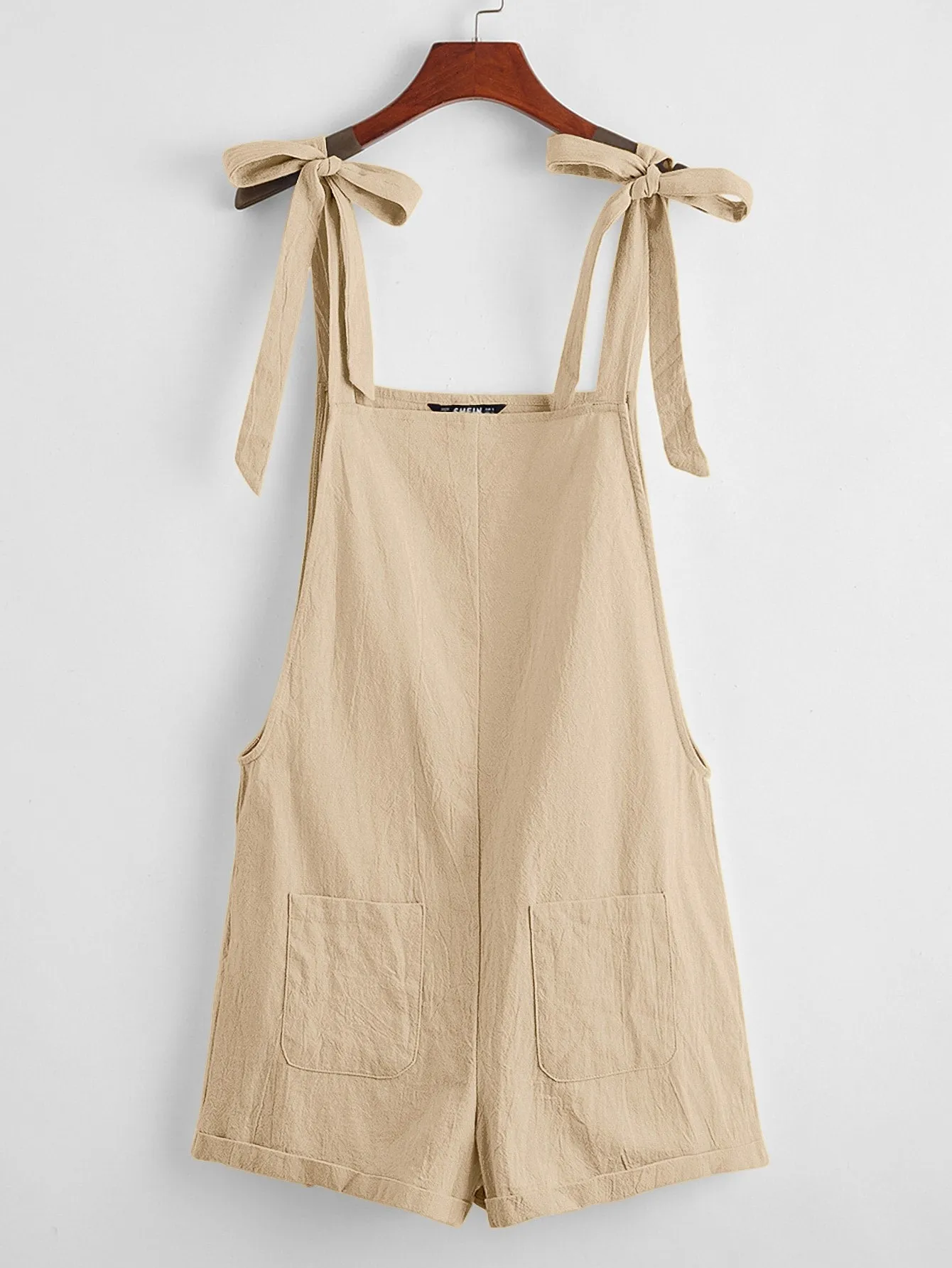 EZwear Knot Strap Pocket Front Overall Shorts