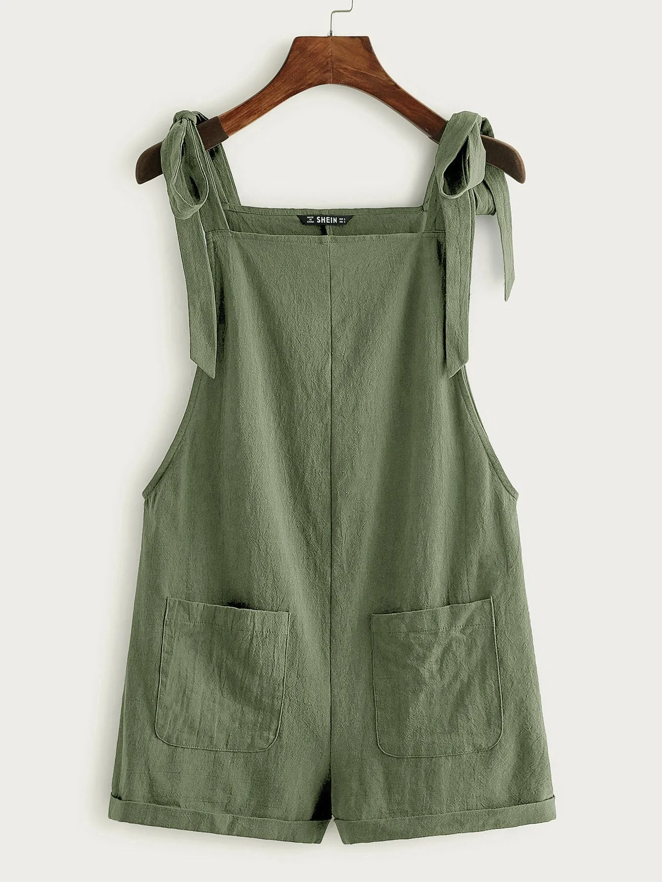 EZwear Knot Strap Pocket Front Overall Shorts