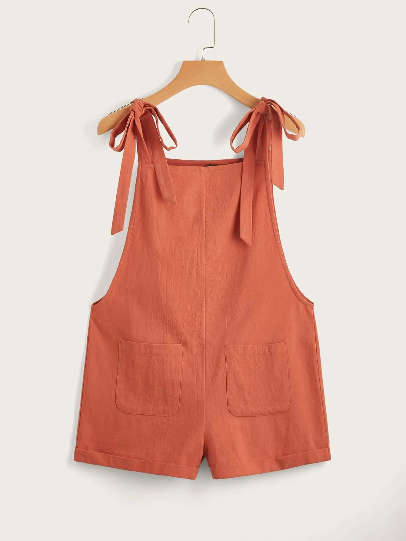 EZwear Knot Strap Pocket Front Overall Shorts