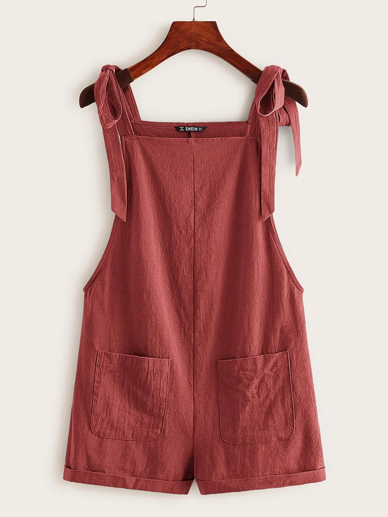 EZwear Knot Strap Pocket Front Overall Shorts