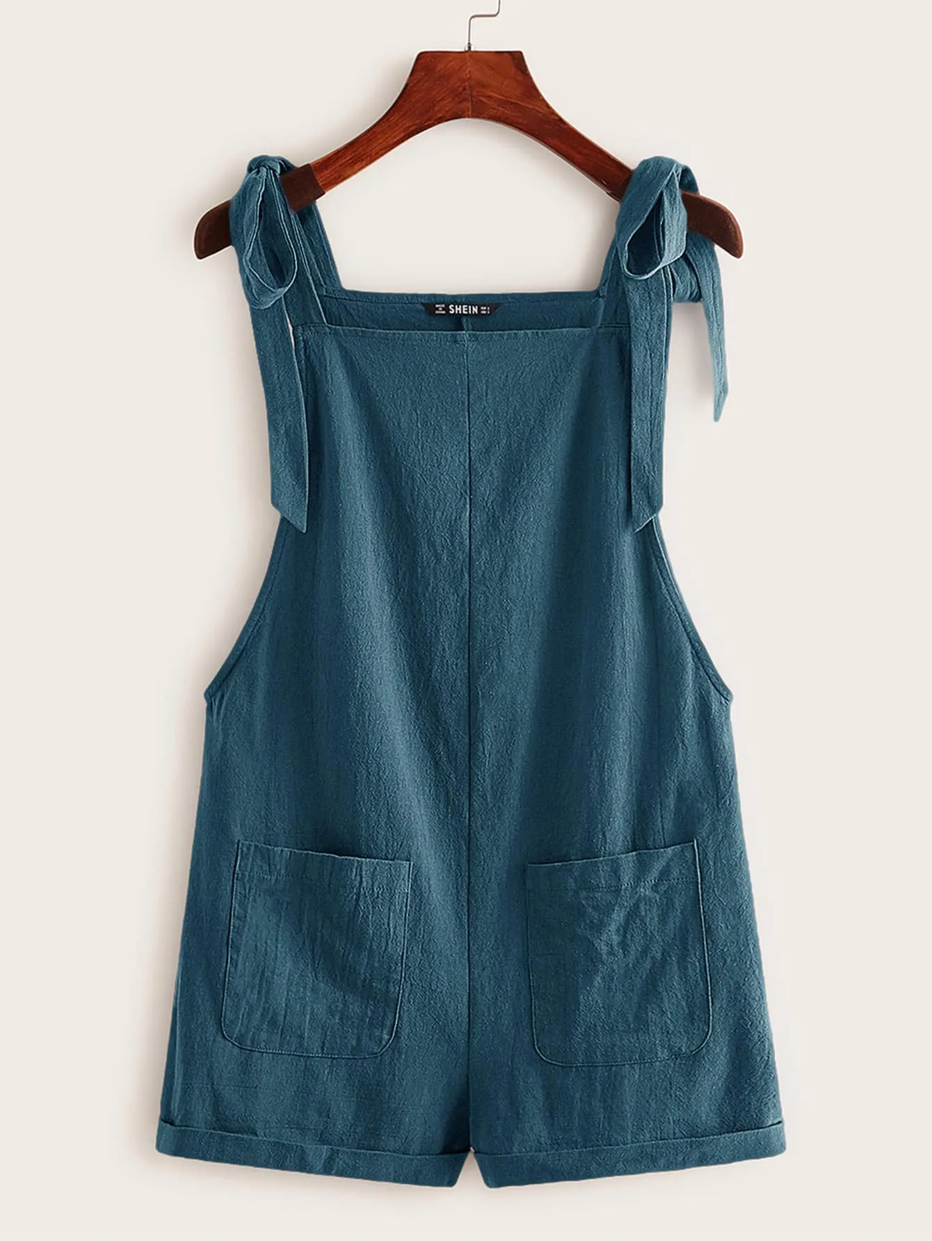 EZwear Knot Strap Pocket Front Overall Shorts