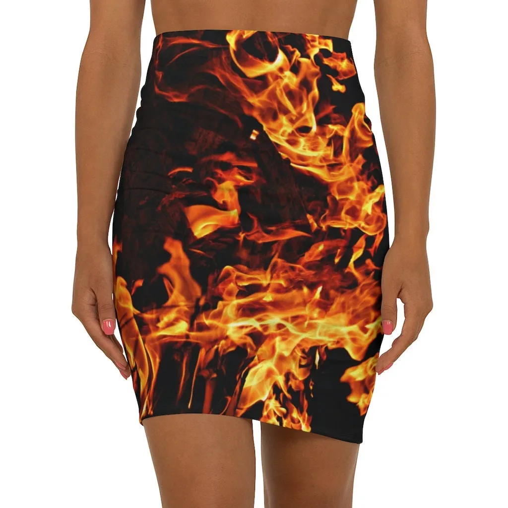 Fire Flames Mini Skirt,Gift for HER/Mom/Aunt/Girlfriend/Christmas/Birthday/Halloween/Thanksgiving/NewYear/Graduation/Anniversary/Partywear