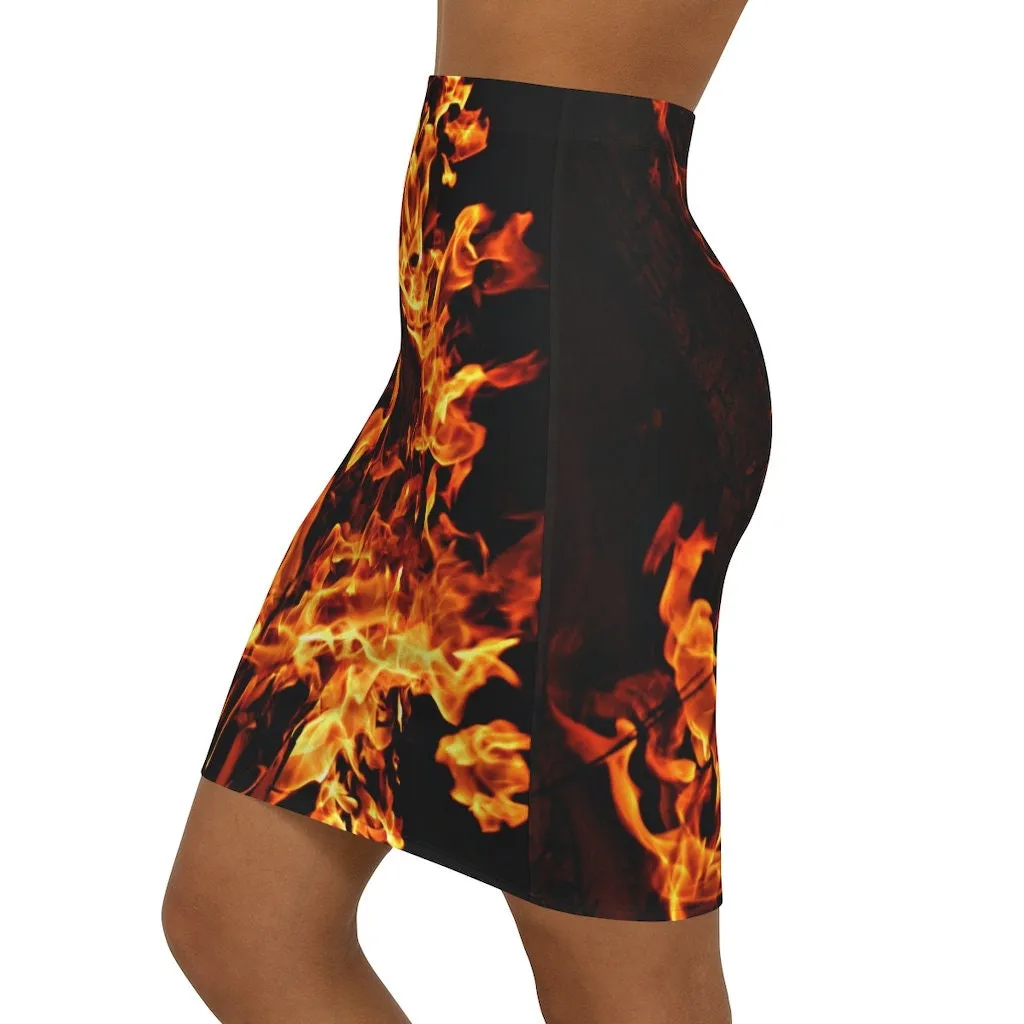 Fire Flames Mini Skirt,Gift for HER/Mom/Aunt/Girlfriend/Christmas/Birthday/Halloween/Thanksgiving/NewYear/Graduation/Anniversary/Partywear