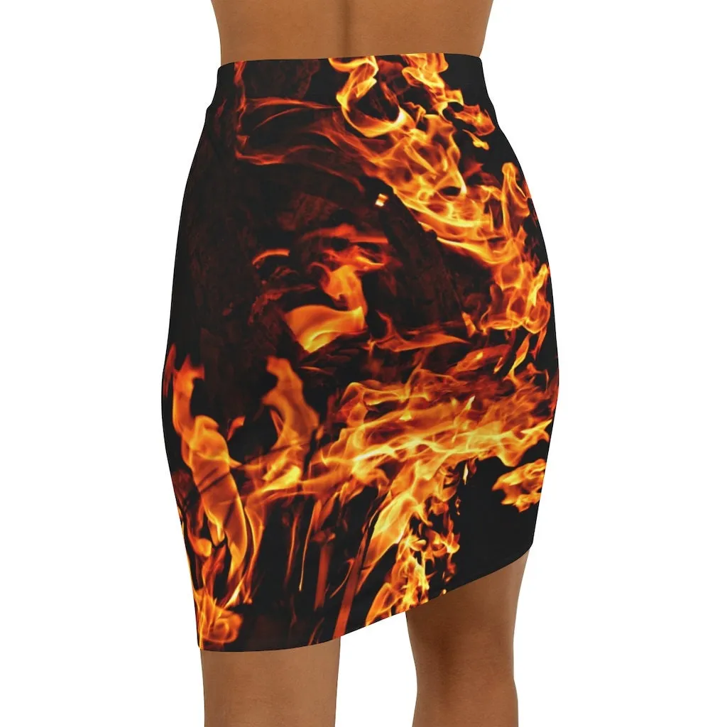 Fire Flames Mini Skirt,Gift for HER/Mom/Aunt/Girlfriend/Christmas/Birthday/Halloween/Thanksgiving/NewYear/Graduation/Anniversary/Partywear