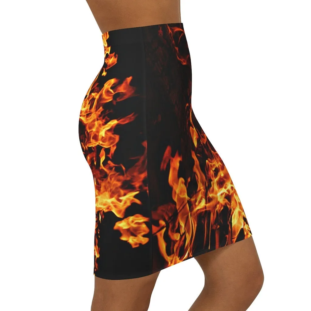 Fire Flames Mini Skirt,Gift for HER/Mom/Aunt/Girlfriend/Christmas/Birthday/Halloween/Thanksgiving/NewYear/Graduation/Anniversary/Partywear