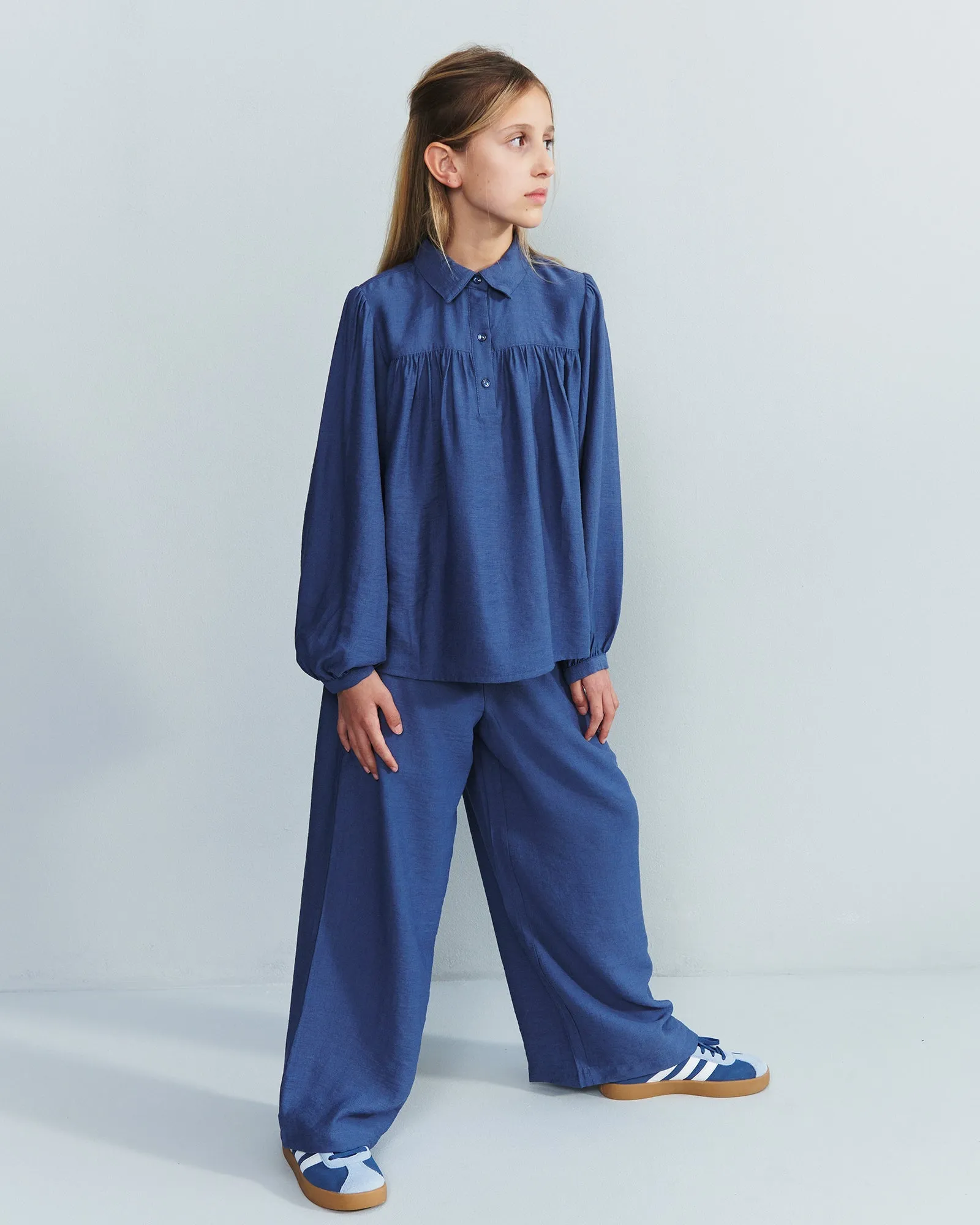 Fluid Wide Trousers - Tween - Vintage Blue