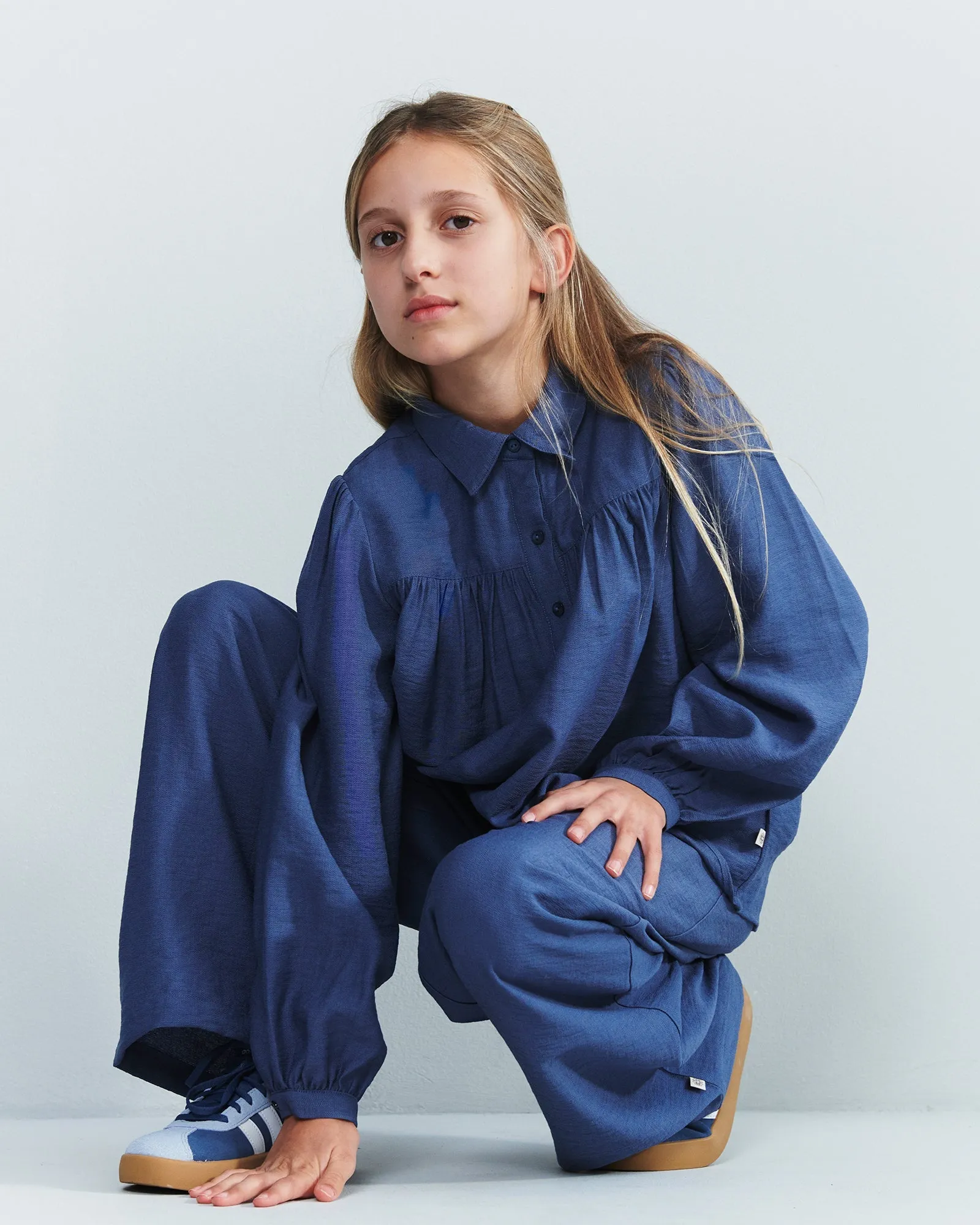 Fluid Wide Trousers - Tween - Vintage Blue