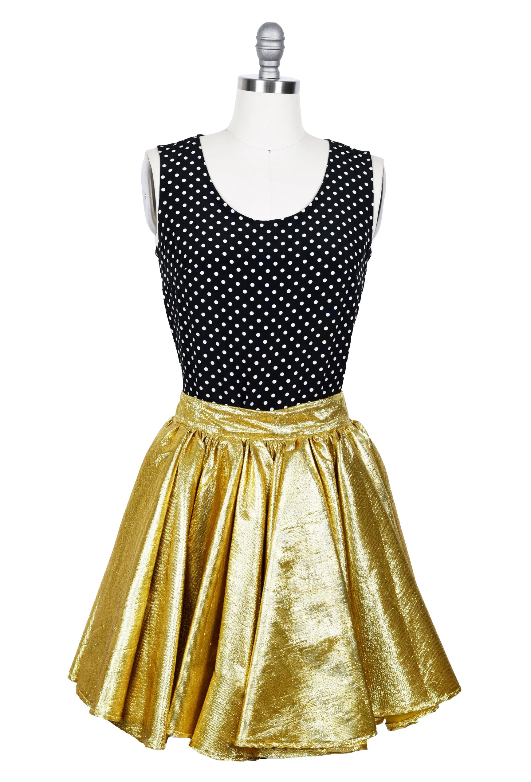 Gathered Metallic Gold Stretch Mini Skirt