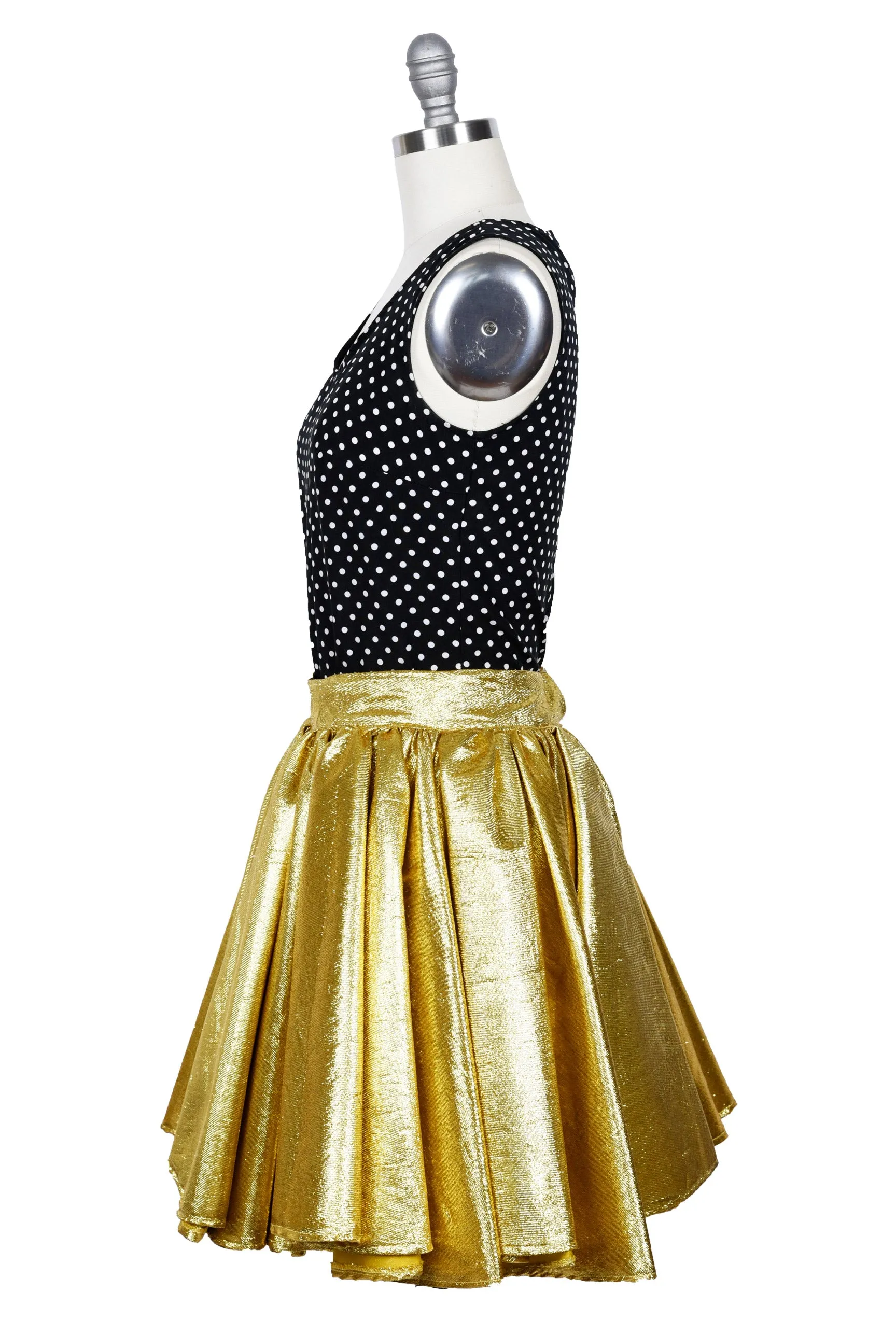 Gathered Metallic Gold Stretch Mini Skirt