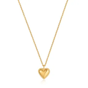 Gold Rope Heart Pendant Necklace