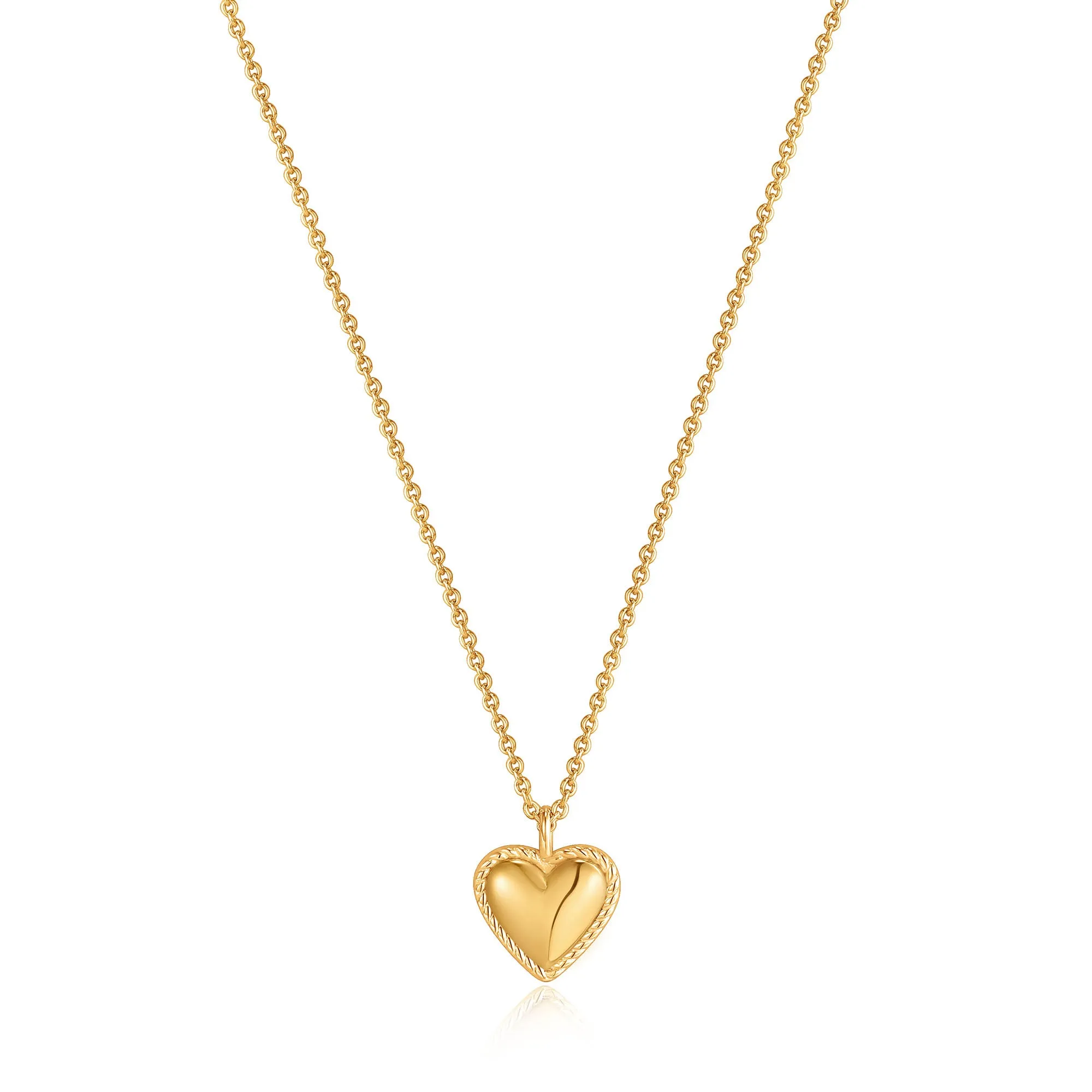 Gold Rope Heart Pendant Necklace