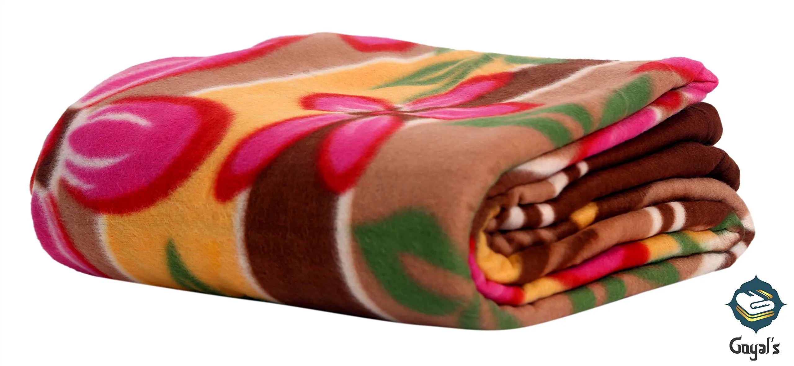 Goyal's Fleece Double Bed Multicolour Printed Blanket - Set of 1, Lightweight