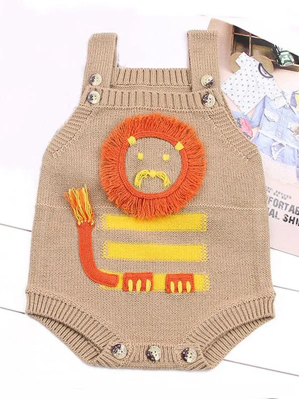 Handcrafted Lion Knitted Onesies Baby Suspender Romper