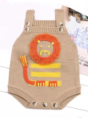 Handcrafted Lion Knitted Onesies Baby Suspender Romper