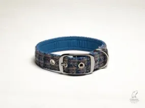 Harris Tweed Lilac and Blue Small Check Buckle Dog Collar