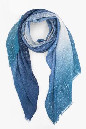 Hattie Lightweight Scarf - Blue, Ombre Foil