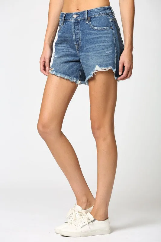 Hidden Jeans Sofie High Rise Dark Denim Mom Shorts