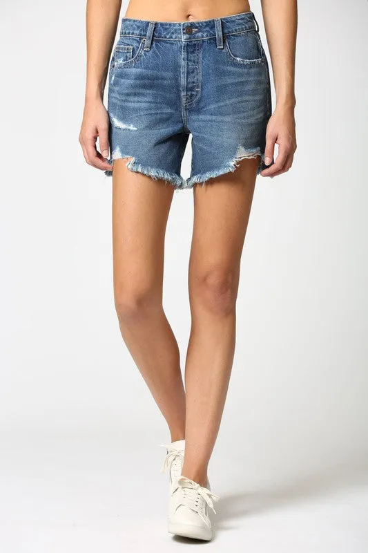 Hidden Jeans Sofie High Rise Dark Denim Mom Shorts