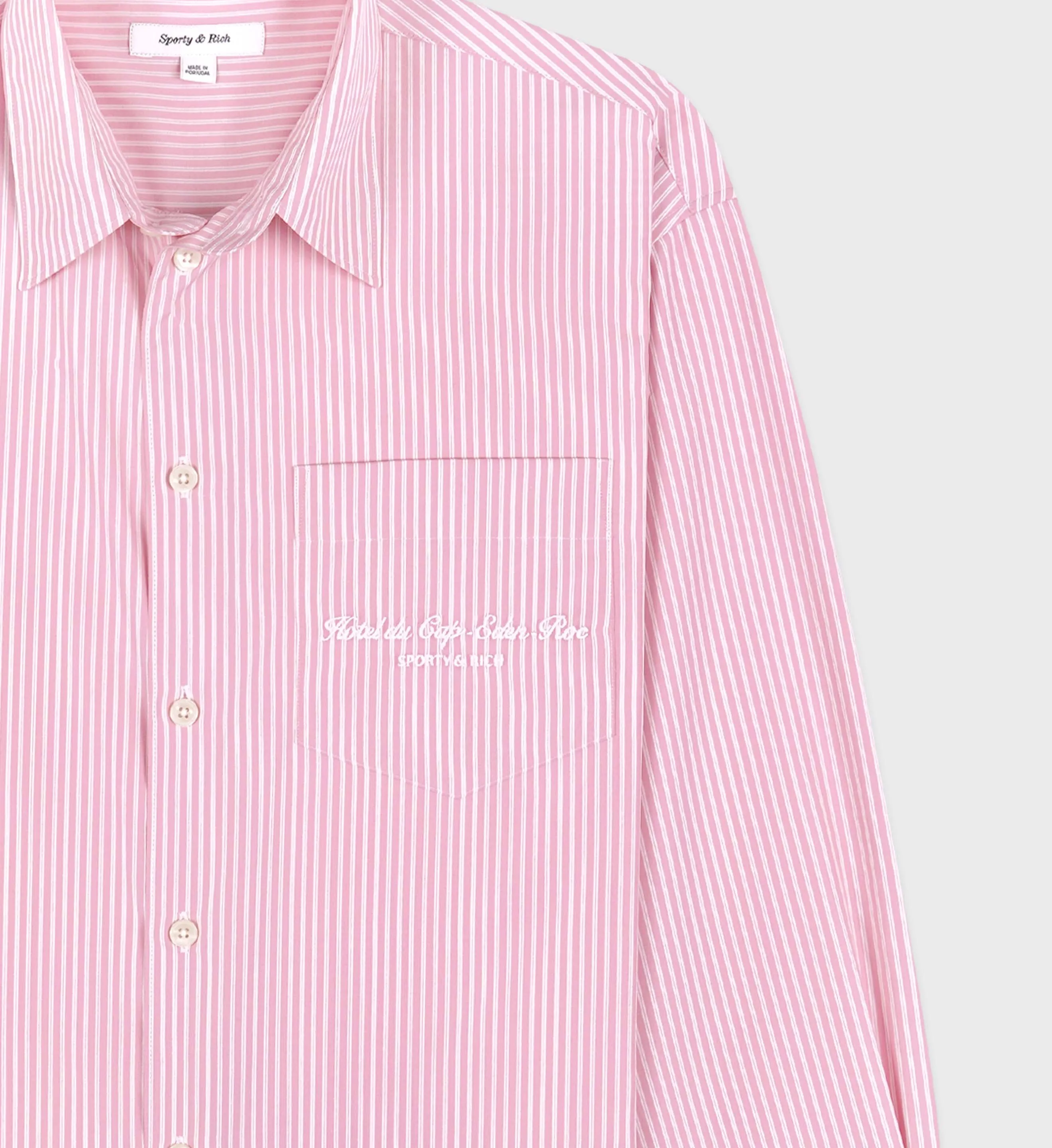 Hotel du Cap Cursive Oversized Shirt - Pink Striped