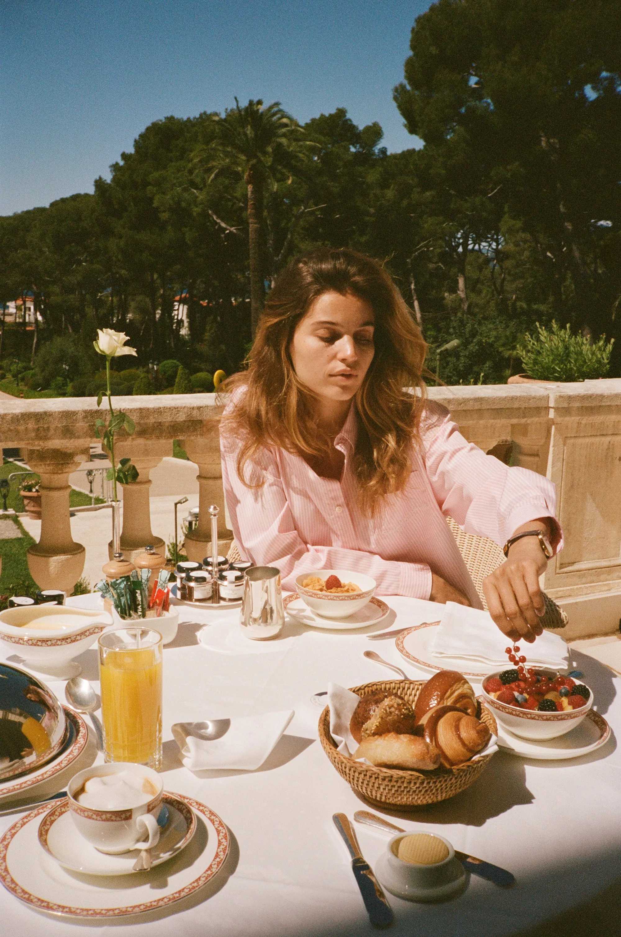 Hotel du Cap Cursive Oversized Shirt - Pink Striped