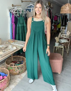 HUNTER GREEN OVERALL JUMPSUIT