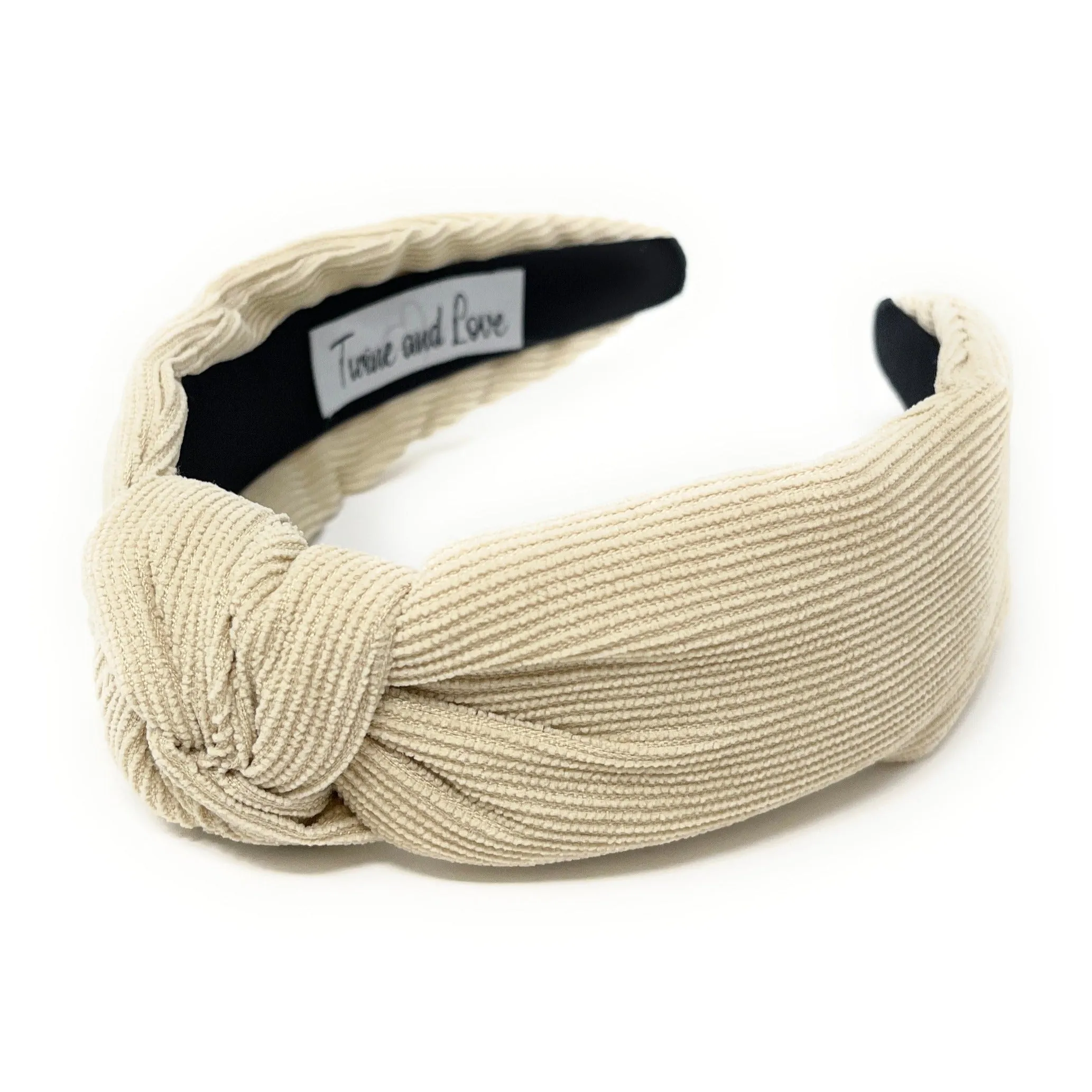 Ivory Corduroy Knotted Headband